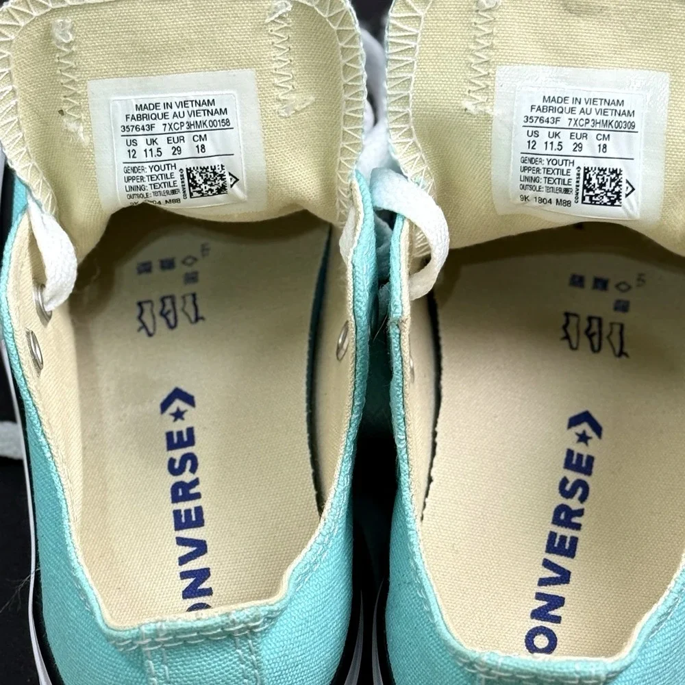 Converse All Star Ox Sneaker Shoe Kid US 12 Aqua Blue Low Top Canvas Lace Up